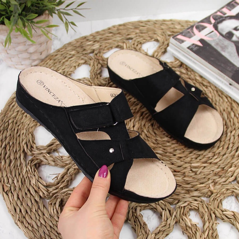 Women's black wedge slippers Vinceza 2 Women's black wedge slippers Vinceza 2