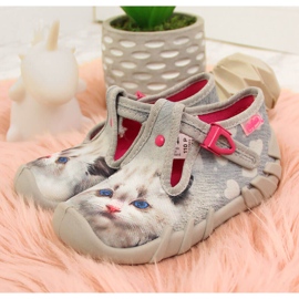 Girls' slippers for kindergarten with the kitty Befado grey 2
