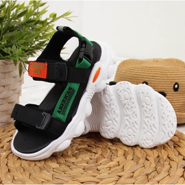 Black American Club boys' sandals with velcro green 2