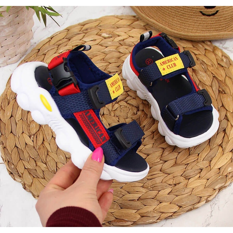 American Club navy blue velcro sandals for boys 1