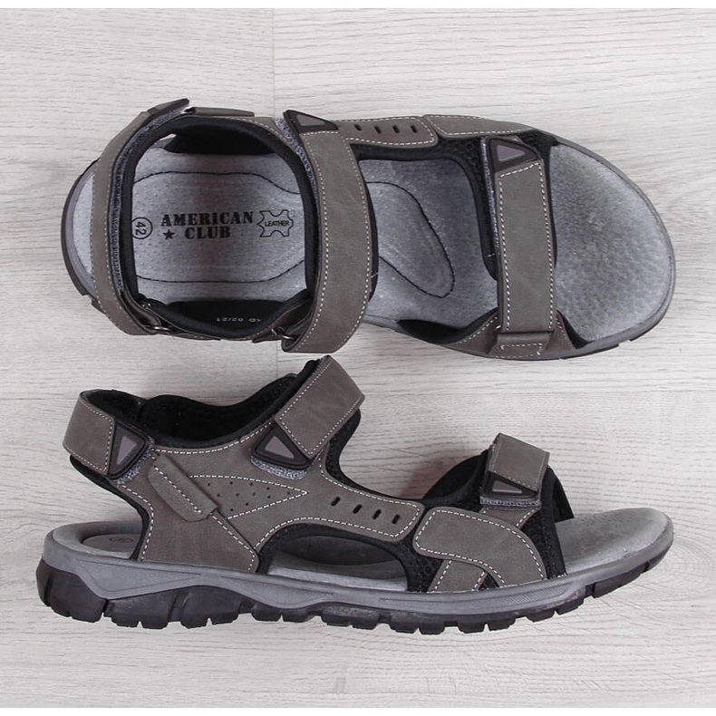 Gray American Club men's sport sandals with velcro grey 1