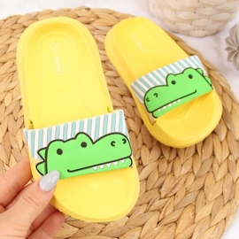 Yellow Befado foam children's foam slippers with an alligator 1