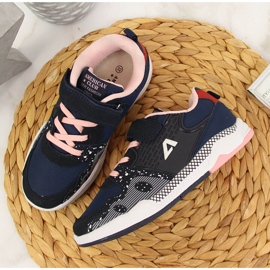 Girls' sports shoes with Velcro navy blue American Club 2 Girls' sports shoes with Velcro navy blue American Club 2