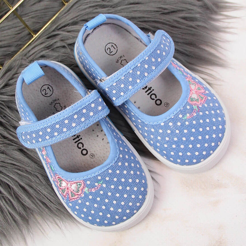 Velcro ballerinas with blue Atletico polka dots 2