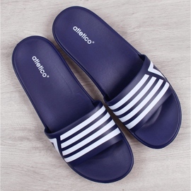 Atletico navy blue and white pool slippers 1