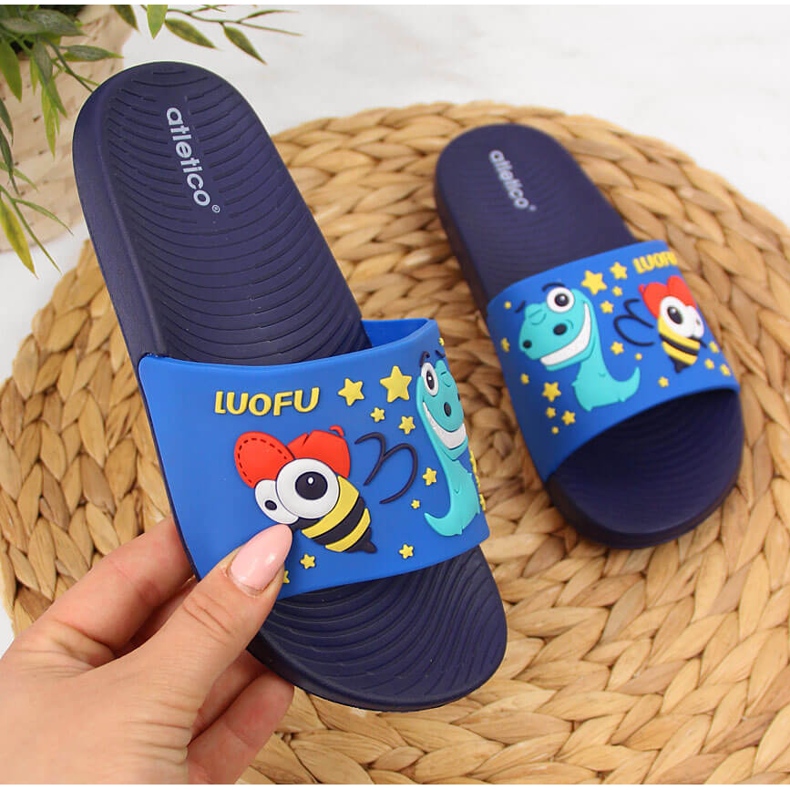 Boys' slippers for the Atletico navy blue swimming pool 1
