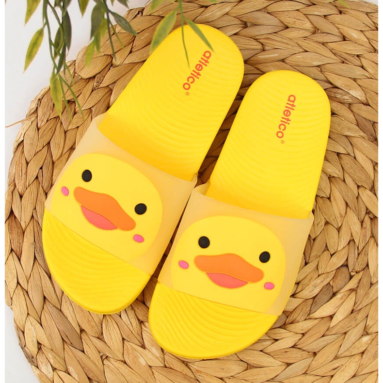 Yellow Atletico children's slippers for the pool 1