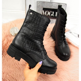 Black Women's leather boots Goe II2N4099 2