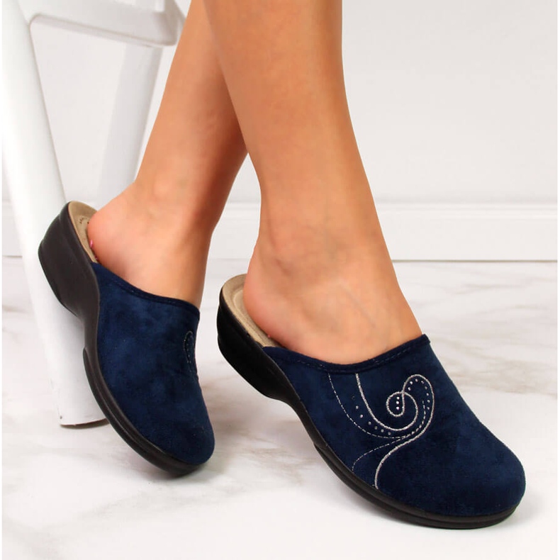 Women's home slippers on wedges navy blue Inblu 1 Women's home slippers on wedges navy blue Inblu 1