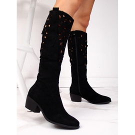 Women's openwork boots, spring cowboy boots, black Jezzi 2