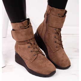 Brown Women's brown wedge boots Jezzi 2