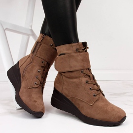 Brown Women's brown wedge boots Jezzi 1