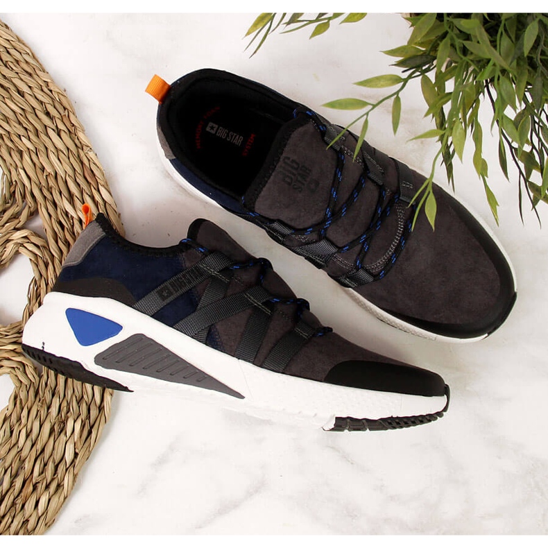 Gray leather sports shoes Big Star II274309 grey 2