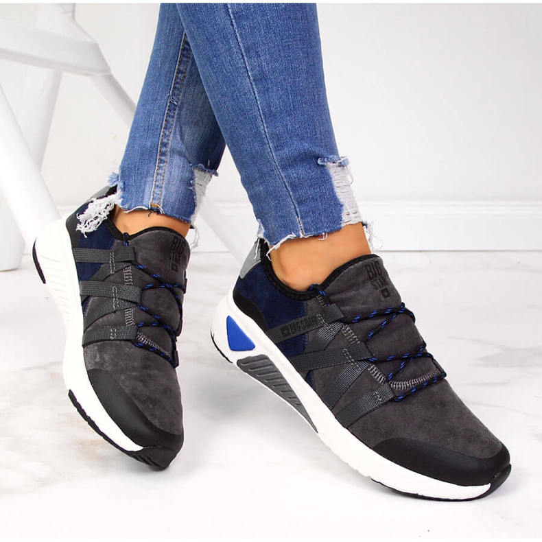 Gray leather sports shoes Big Star II274309 grey 1