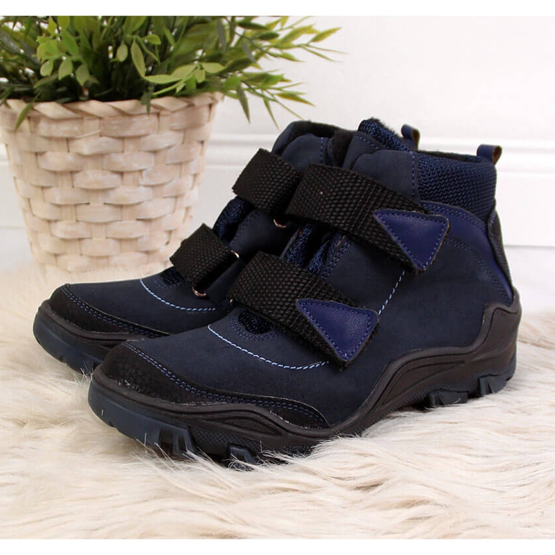 Boys' trappers with velcro navy blue Kornecki 6394 2 Boys' trappers with velcro navy blue Kornecki 6394 2