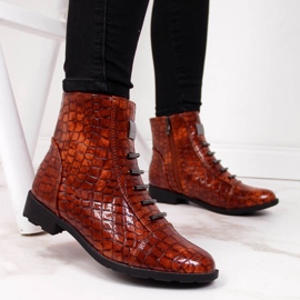 Brown Croco boots for women insulated brown Filippo 2