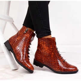 Brown Croco boots for women insulated brown Filippo 1
