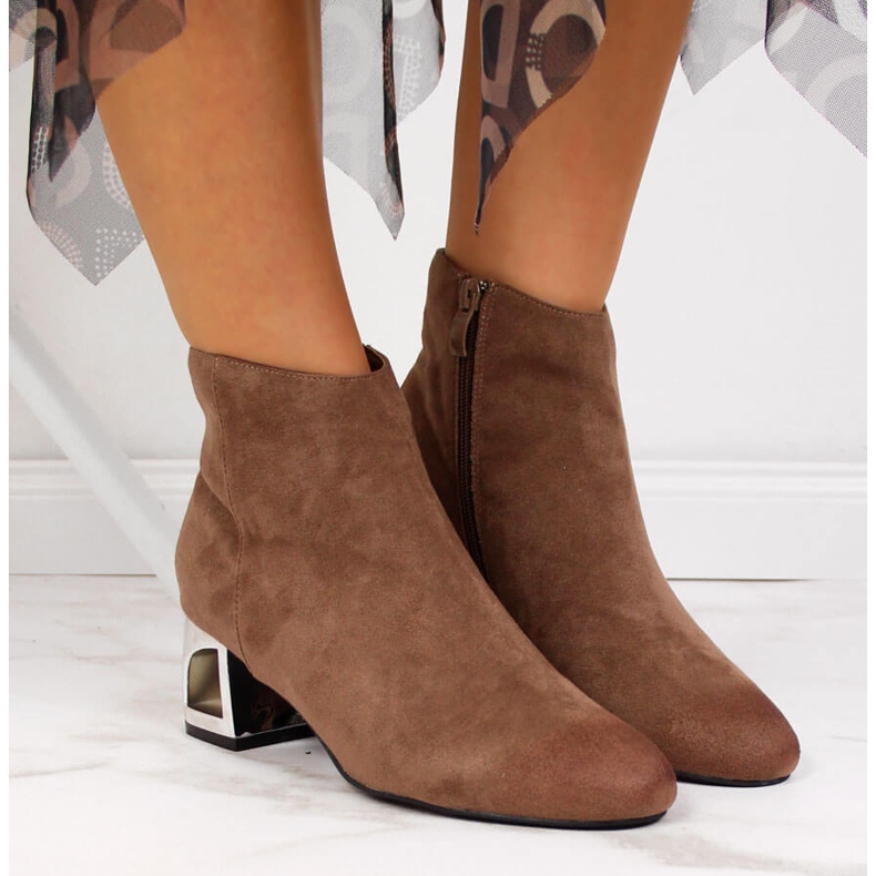 T.Sokolski Brown women's boots with decorative heels by T. Sokolski 2 T.Sokolski Brown women's boots with decorative heels by T. Sokolski 2