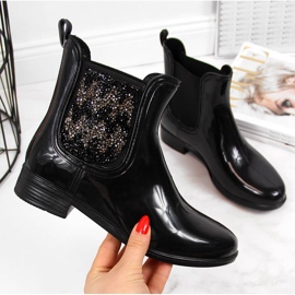 T.Sokolski Women's galoshes Jodhpur boots with cubic zirconia black T. Sokolski 2