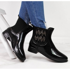 T.Sokolski Women's galoshes Jodhpur boots with cubic zirconia black T. Sokolski 1