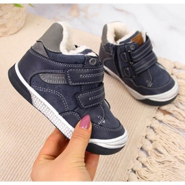 Boys winter boots with velcro navy blue American Club 1