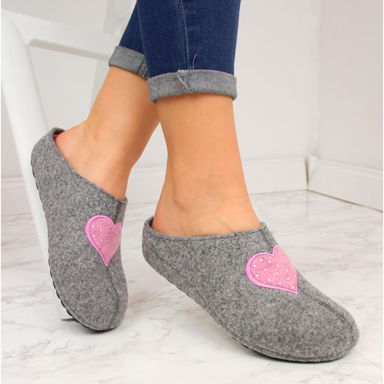 Women's home slippers with felt gray Panto Fino grey 2