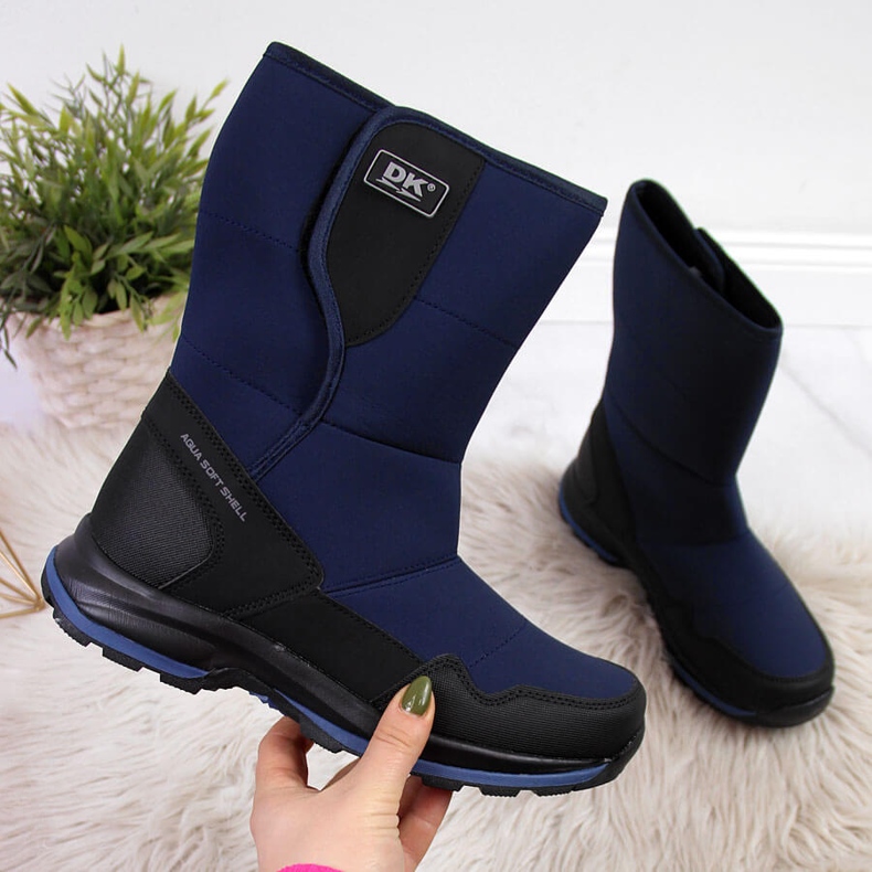 Women's waterproof snow boots with Velcro navy blue DK 2