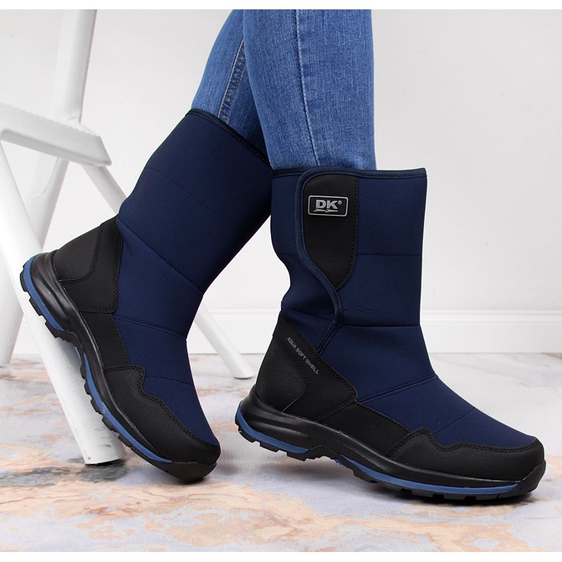Women's waterproof snow boots with Velcro navy blue DK 1