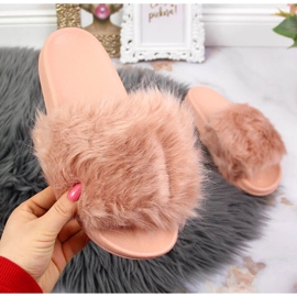 Women's slippers with fur beige Msmg 2