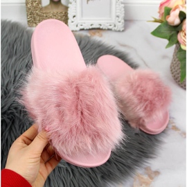 Women's slippers with fur light purple Msmg 2
