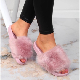 Women's slippers with fur light purple Msmg 1