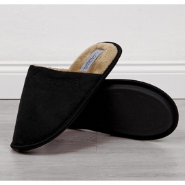 Black Cadans home men's slippers with fur 1