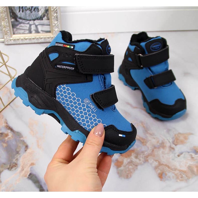 American Club blue velcro waterproof trekking snow boots black 1