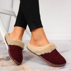 Maroon Cloxx home women's slippers with fur red 1