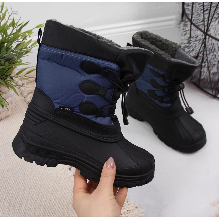 Children's Insulated Snow Boots Navy Blue Galop Fashionable Shoes
