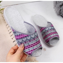Norwegian women's home slippers, violet pattern Befado purple grey 2