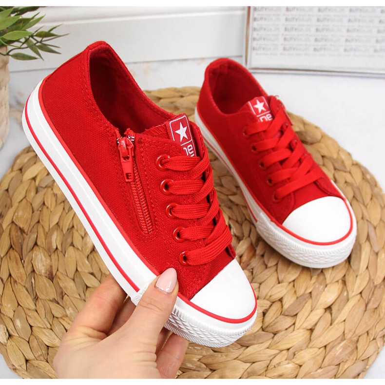 Red NEWS children's sneakers with a zipper 1