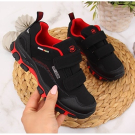 Black and red American Club waterproof Velcro-fastened children's trekking shoes 1