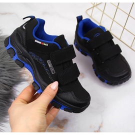 Children's trekking shoes, velcro, black and blue, American Club 1