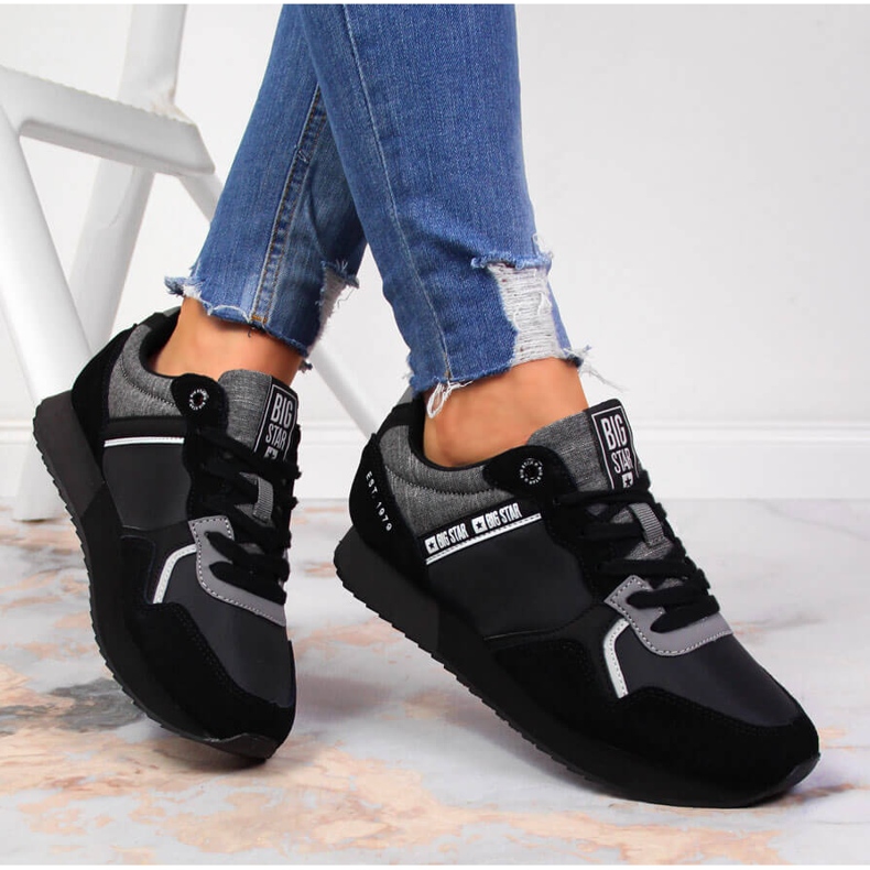 Black leather sports shoes Big Star JJ274284 1