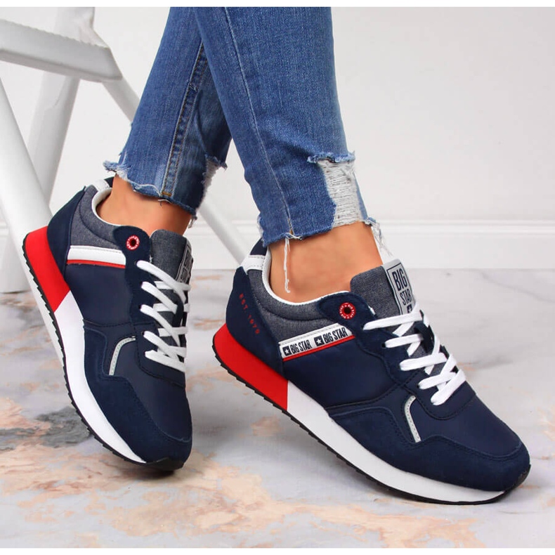 Leather navy blue sports shoes Big Star JJ274285 1