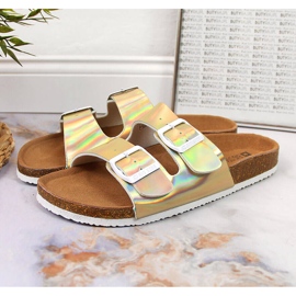 Women's golden slippers with buckles Big Star HH274896 1