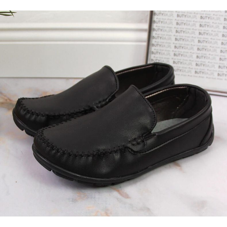 Boys' Black Slip-On Moccasins Kornecki 6805 1