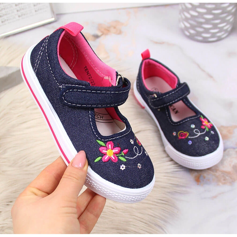 American Club jeans girls' sneakers navy blue pink 1