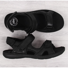 Black men's leather sandals with velcro fasteners Łukbut 991 1