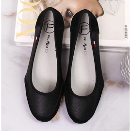 Women's black leather openwork ballerinas Filippo 1