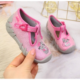 Girls' slippers for kindergarten pink-gray Befado 1 Girls' slippers for kindergarten pink-gray Befado 1