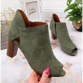 Women's spring boots, open toe green Jezzi 1