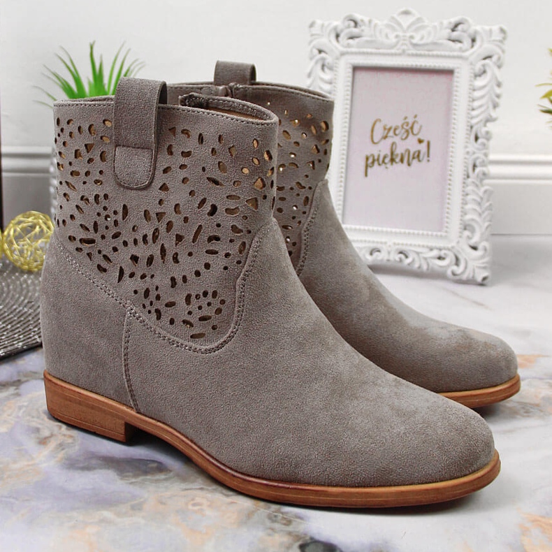 Women's openwork spring wedge boots Filippo gray grey 2