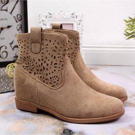 Women's openwork boots with a beige Filippo wedge 2